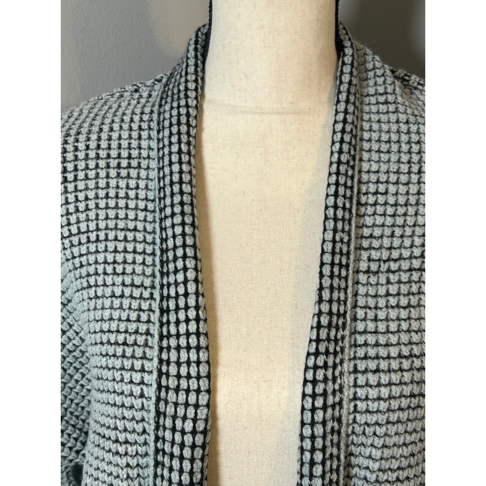 Womens Light Blue/Navy Waffle Knit Longline Cardigan Sweater Size Large - Picture 2 of 5